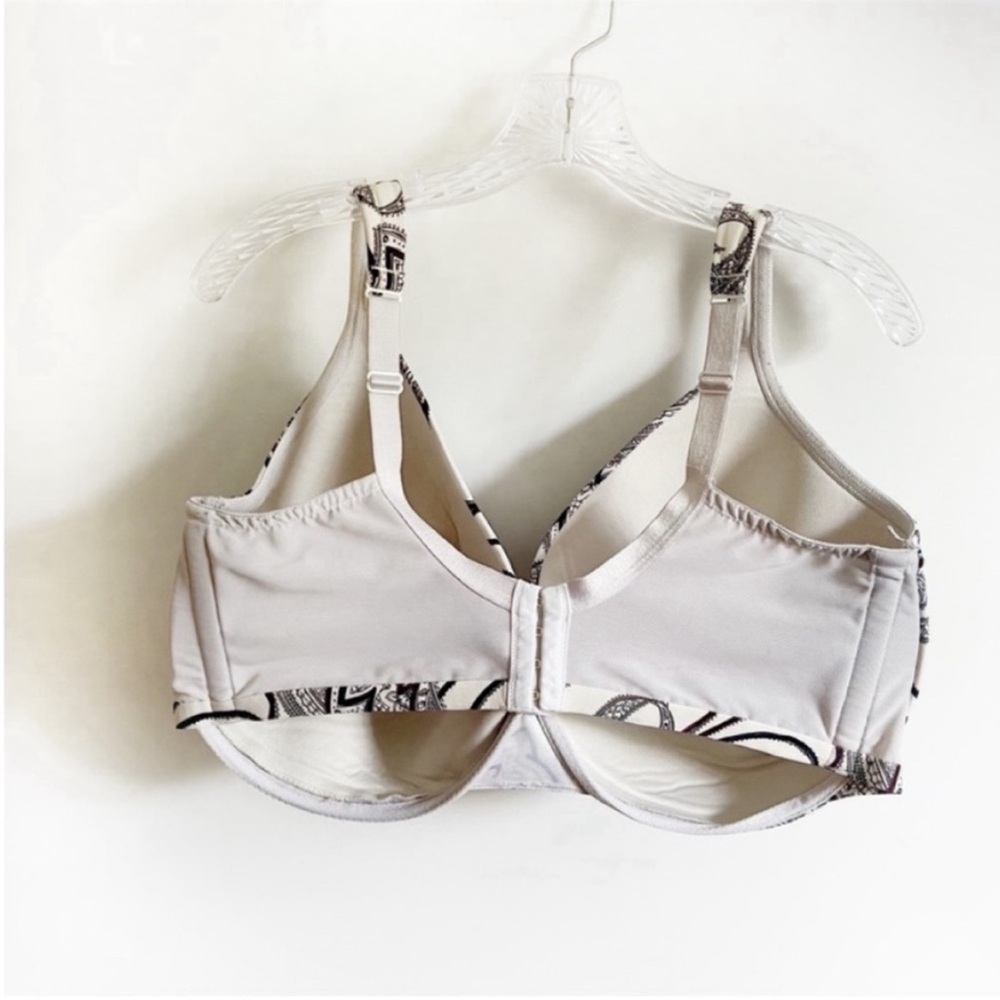 Cacique Lane Bryant Boost Plunge bra white black paisley underwire - Picture 6 of 8